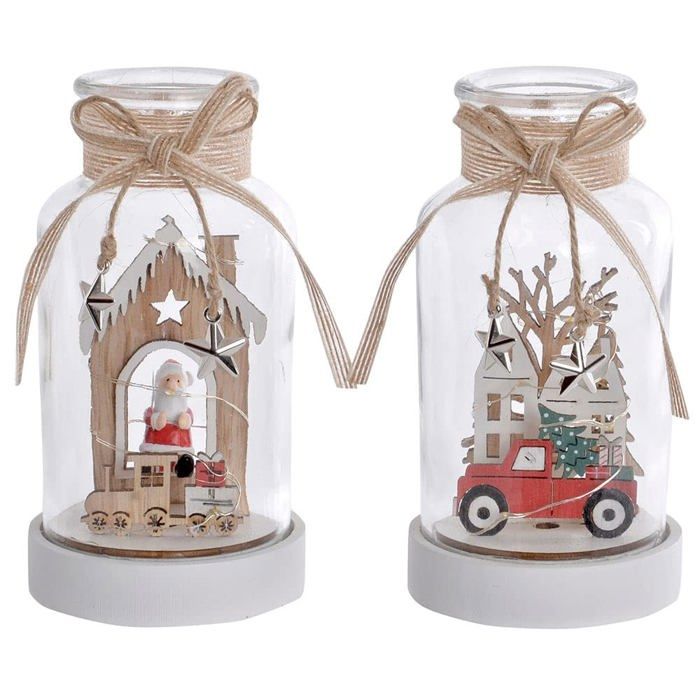 Bouteille de décoration de Noël avec LED - DKD Home Decor - 17x9 cm - Multicolore - Plastique - Lumière LED