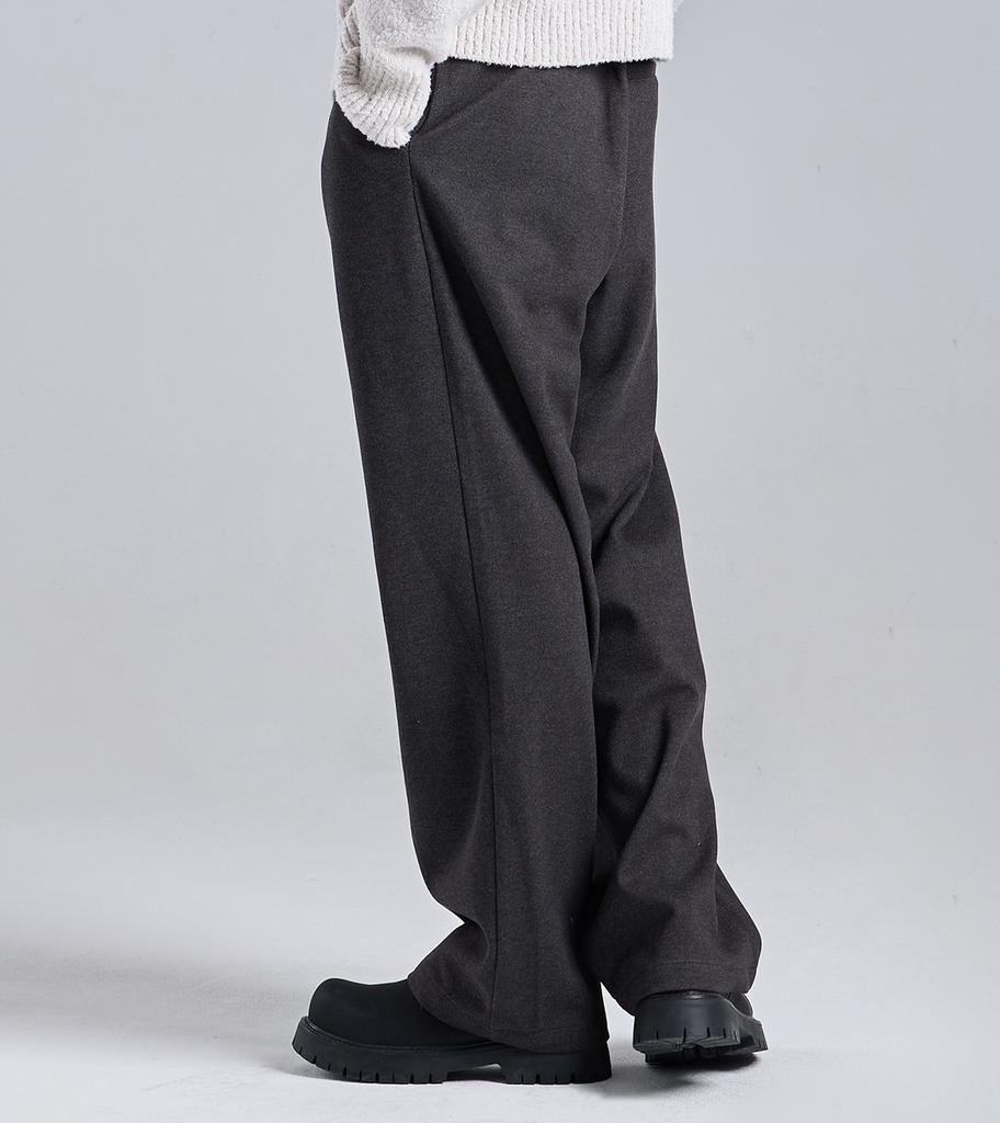 Beoteunseoul Double Button Tweed Textured Slacks (Charcoal)