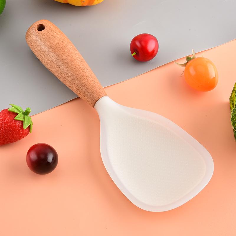 Silicone Non-stick Rice Paddle - Food-grade, Stand-up Rice Spoon, Safe for Cookers