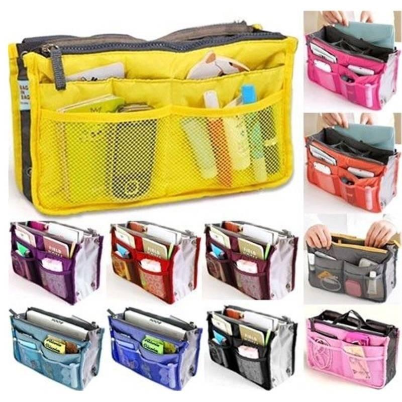 Sac à Maquillage Moderne Simple à Double Fermeture Éclair en Polyester Pour Voyage et Rangement de Salle de Bain