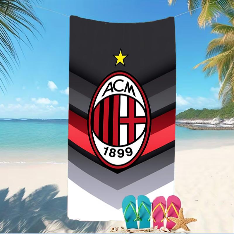 Beach Towel with Associazione Calcio Milan Pattern - soft,absorbent,machine washable Lightweight&Modern,swimming,Travel Essentials