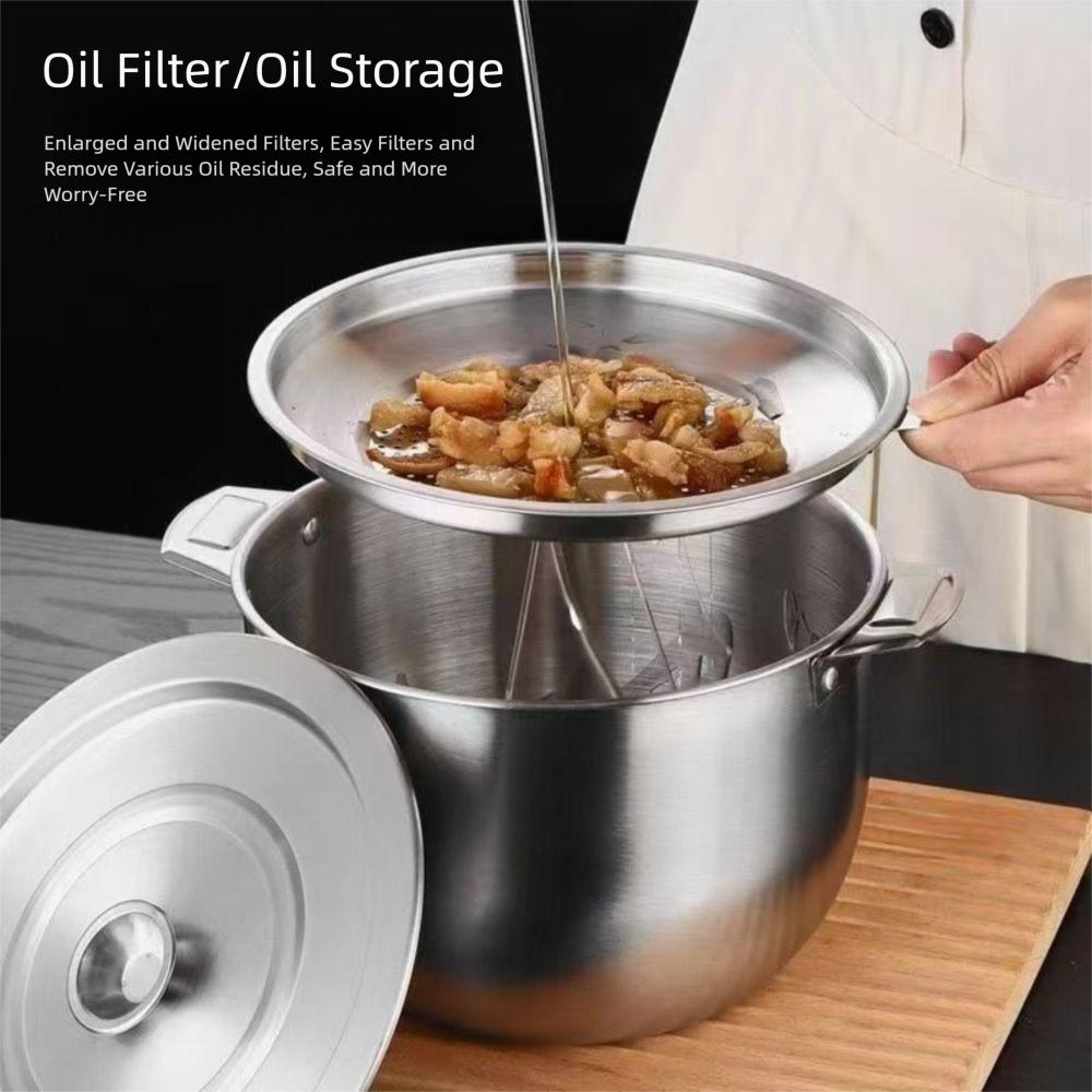 New 2.8L Oil Filter Pot Stainless Steel Lard Strainer Cooking Oil Strainer Grease Keeper Storage Container Oil Bottle Kitchen