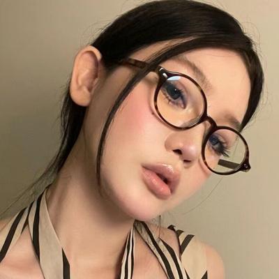 Fashionable Korean Retro Style Simple Women Mi Nail Design Circular Frame Anti Blue Ray Prescription  Reading Glasses