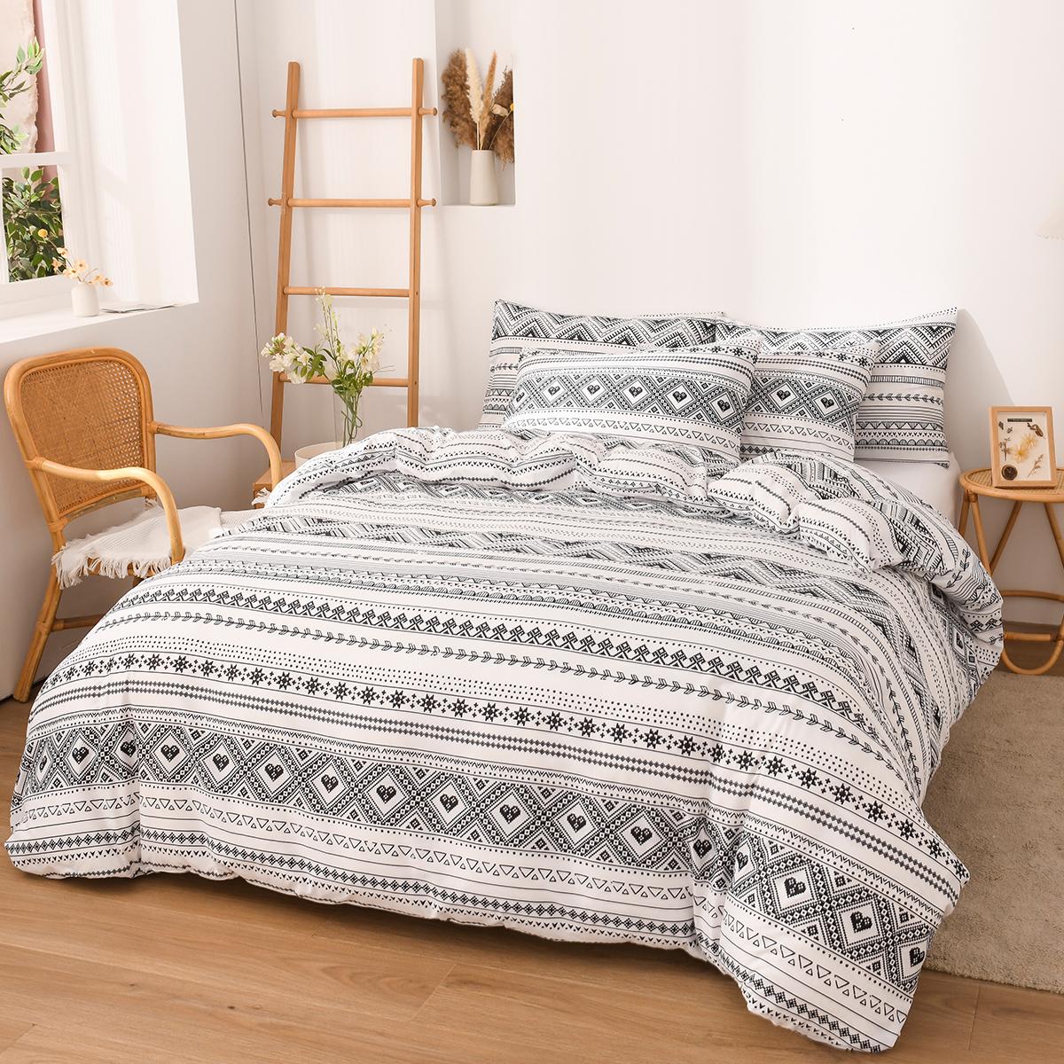 

Soft And Comfortable Stylish Pattern Duvet Cover Set 3-Piece Set With Duvet Cover And Pillowcases Twin Full Queen King Sizes For All Ages US Twin-173x229