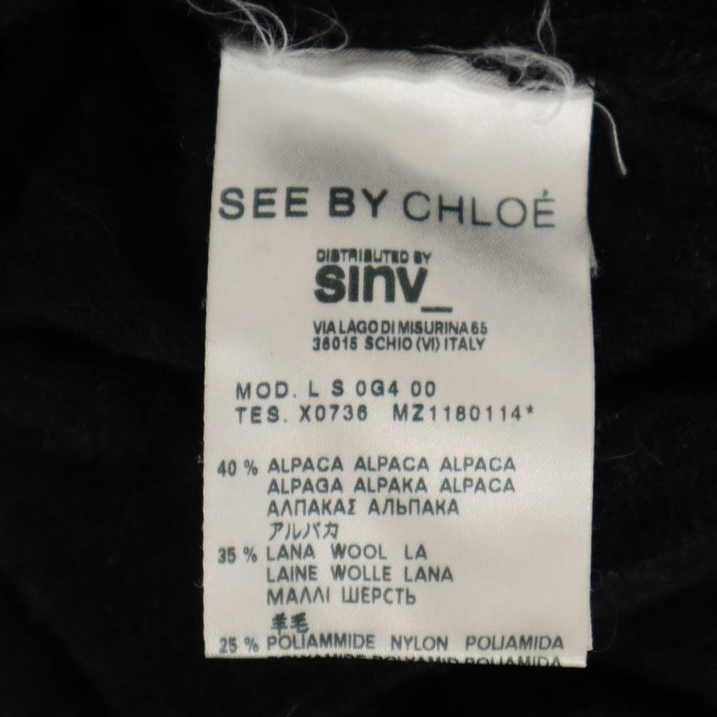 SEE BY CHLOE Long Sleeve Alpaca Blend Sheer Sweater USA 2 Black Knit Women Used