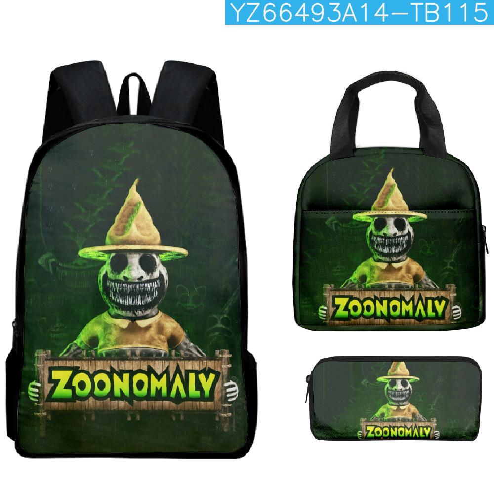Cartoon Popular Funny Novelty Zoonomaly 3D Print 3pcs/Set Student School Bags Laptop Daypack Backpack Lunch bag Pencil Case