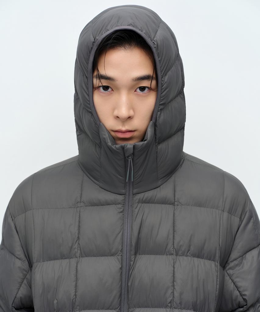 MUSINSA STANDARD Square Quilted Hooded Light Padded Jacket [Grey]