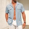 Linen Shirts For Men Short Sleeve Button Down Summer Color Shirt Casual Fashion Loose Lapel Tops