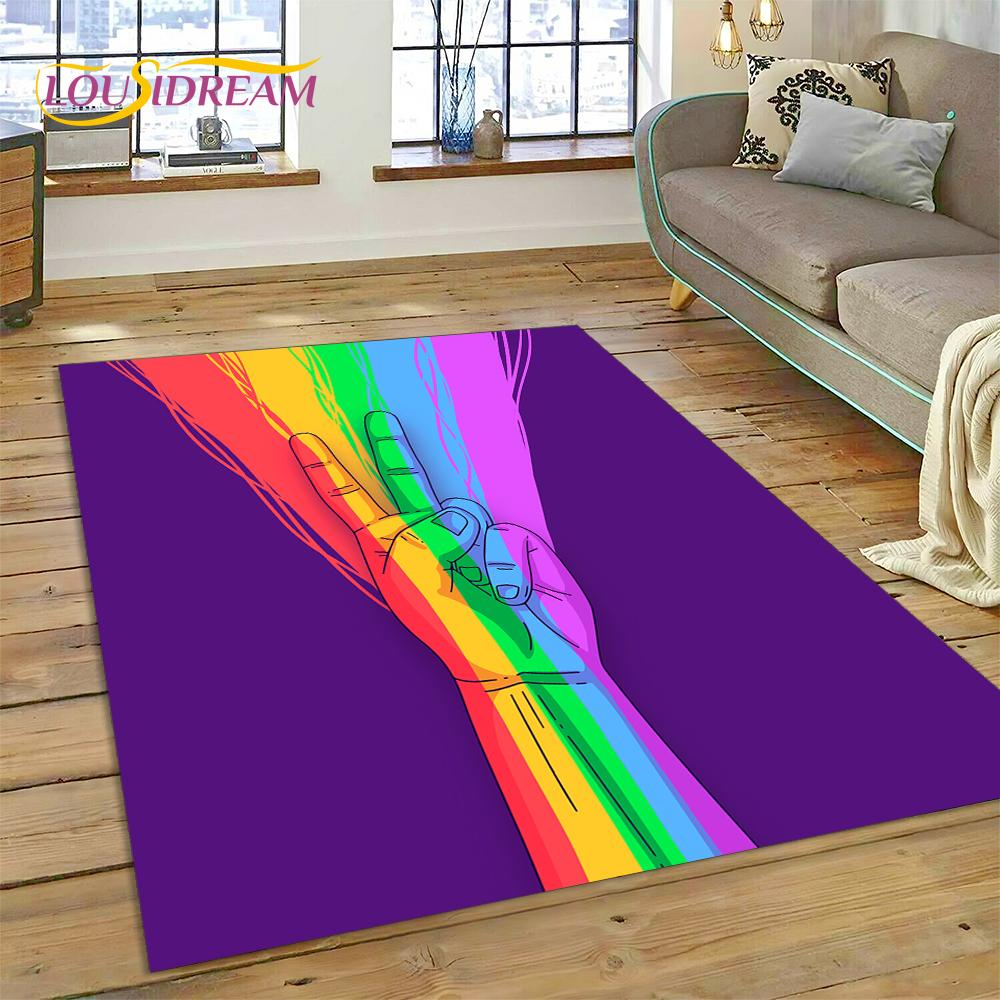 Rainbow 3D Colour Illusion Cartoon Rug Carpet for Living Room Bedroom Home Decor,Floor Mat Non-slip Decoration for Sofa Doormat
