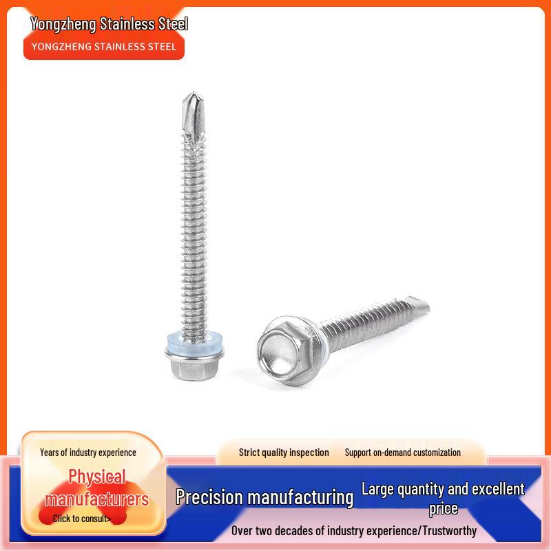 410 Stainless Steel Hex Self-Tapping & Self-Drilling Screws, External Hex Swallowtail Nails, Color Steel Tile Self-Drilling Screws