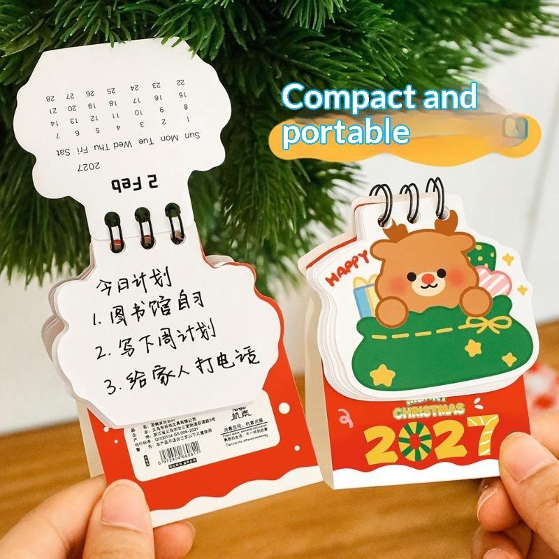 Portable Cartoon Cat 2027 Desk Calendar Coil Mini Daily Planner Schedule Mark Calendar Ornaments Office Desk Accessories