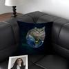 Meme Cat Funny Cushion Cover Natural Linen Organic Fabric DoubleSided Printing Sofa Home Decor Gift Pillow Case
