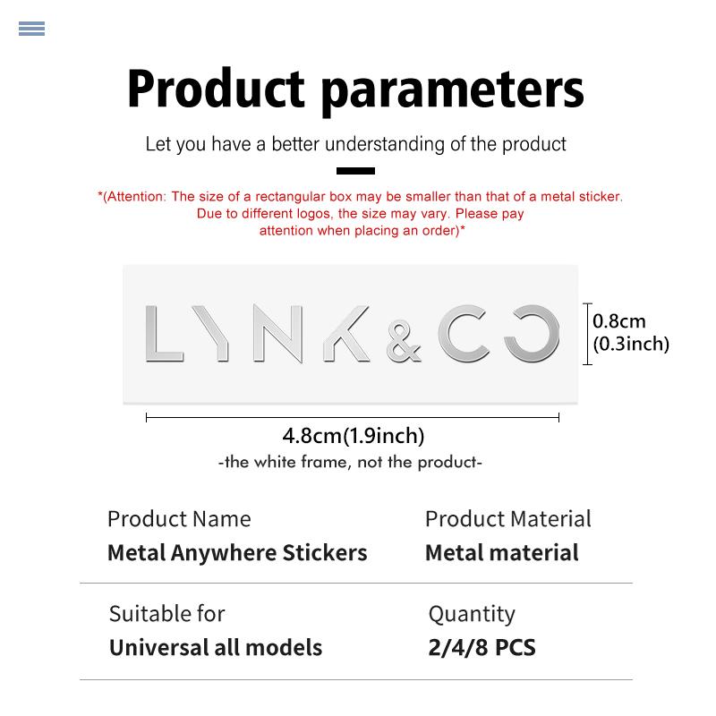 Universal Car Logo Emblem Badge Metal Sticker Decal Accessory For LYNK&CO EM-P 01 05 03 09 02 04 06 07 08 PHEV MHEV