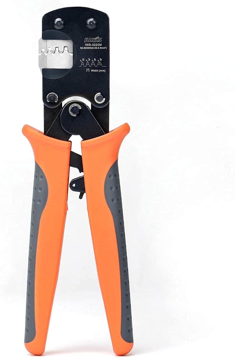 

IWISS JST Обжимной храповик для разъемов Открытый Совместимый с микроклеммами IWS-3220M Плоскогубцы, Тип, Бочонок, 0,03-0,5мм² оранжевый