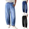 Dámské barrel džíny Elastické S vysokým pasem Pružné Volné Široké nohavice Džíny