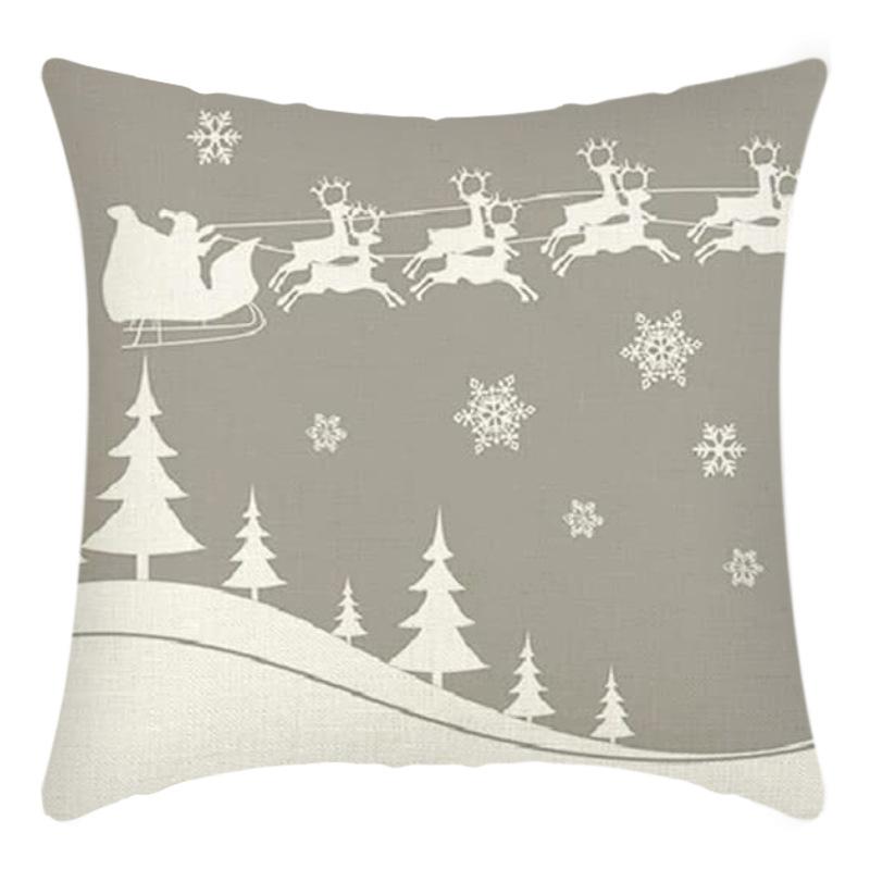 New Christmas Pillowcase Linen Digital Printed Short Plush Christmas Pillowcase Cushion Cover