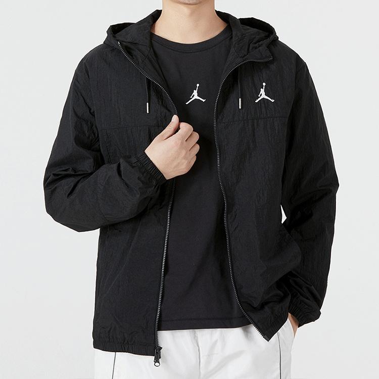 Air Jordan SS22 Solid Color Windproof Long Sleeves Jacket Black Men's DJ0253-010