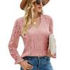 Sexy Women's Long Sleeve Lace Top Hollow Knit Solid Autumn For America Europe
