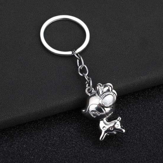 Keychain Pendant Little Deer Design Zinc Alloy Key Chain with Metal Ring Chain Buckle Portable Lightweight Key Holder Backpack Car Accessory