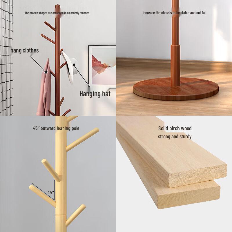 Solid Wood Floor Coat Rack