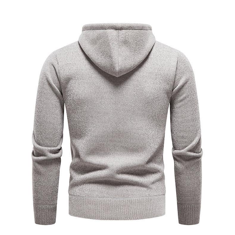 Men'S Thermal Hooded Pullover Sweater Casual Chenille Solid Color Knitted Sweater Men'S