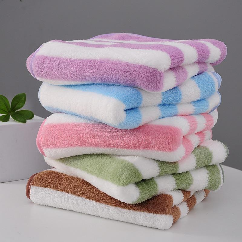 Coral Fleece Towels, Bath Towels, Absorbent Household Student Dormitory Wide Strip Towels
