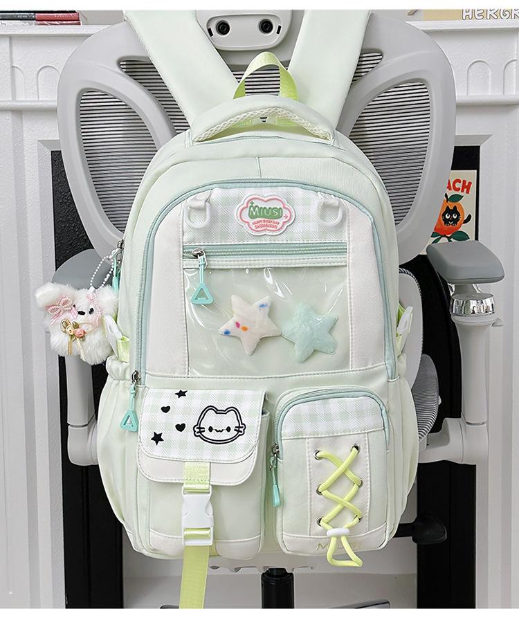 Schoolbagins style cute student schoolbag transparent pain bag lightweight student schoolbag large capacity bar pain bag two-dimensional element