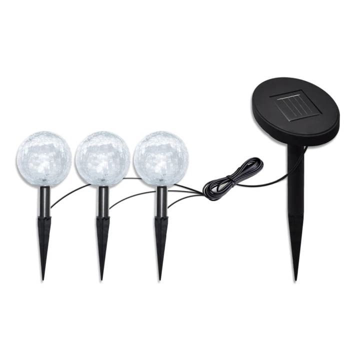 VidaXL 3x LED Solar Ball Lamp Outdoor Solar Garden Lighting 40870
