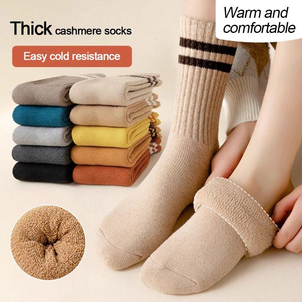 

Knitted Mid-Tube Socks Middle Tube Women Socks Keep Warm Snow Boot Socks бежевий