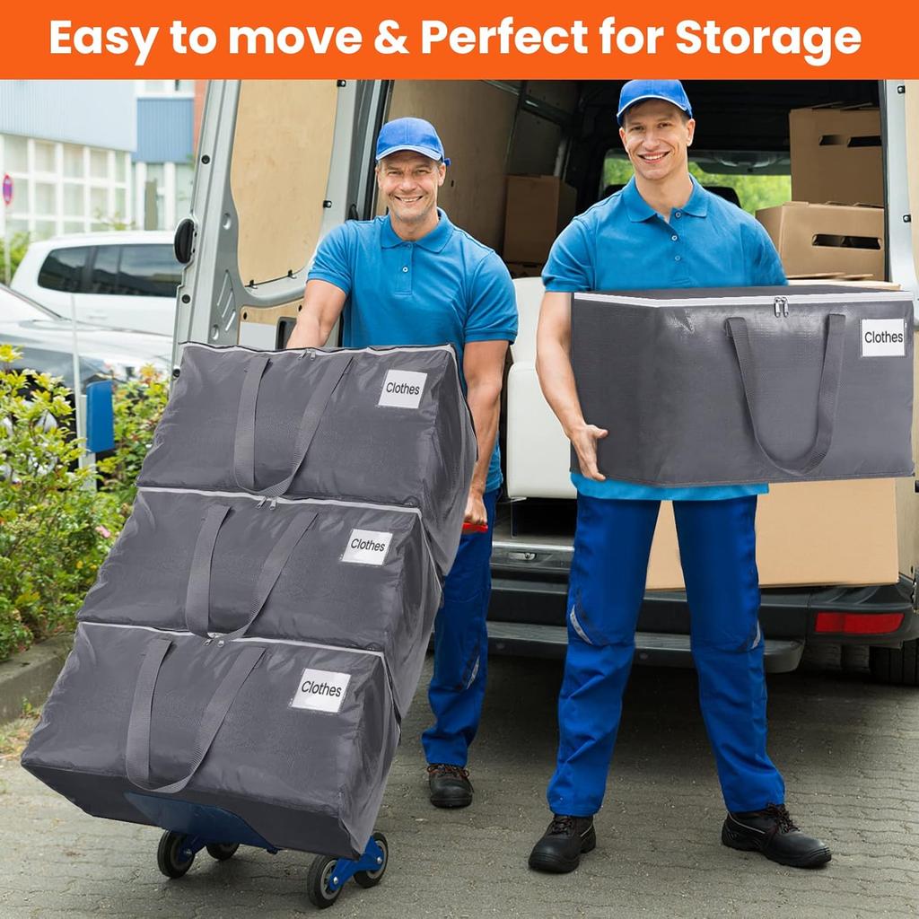 BlissTotes Large Moving Bags, Storage Bags with Zippers, Handles Moving Supplies with lids, Heavy Duty Totes for Storage Bags for Space Saving,