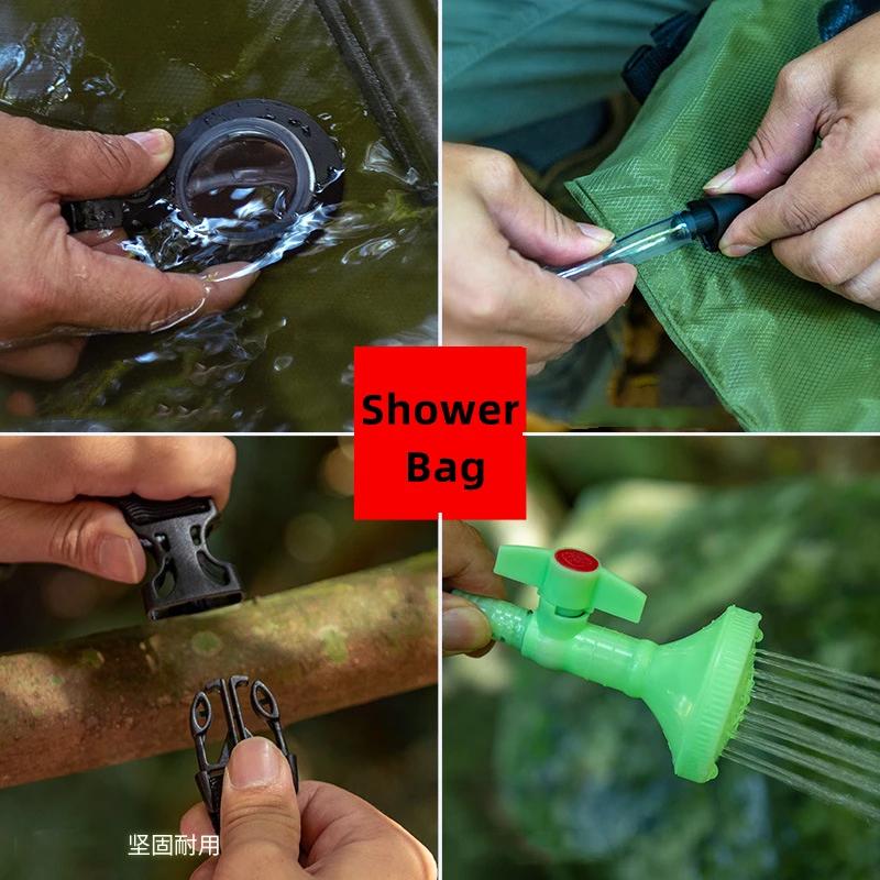 Outdoor Camping Shower Water Bag 20L Beach Swimming Portable Shower Bag Hose Switchable Shower Nozzle