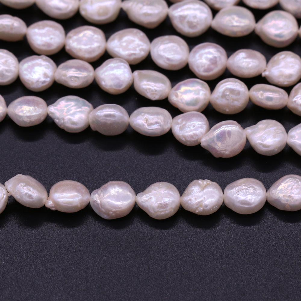 1String, Natural Freshwater Pearls, 8-9mm White Small Button Shape Pearl Beads for Jewelry Making DIY Crafts, Wedding Gifts for Women, 36cm