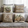 Ländliche Blumige Segens-Kissenbezüge Schlafzimmer Wohnzimmer Sofa Heimdekoration Leinen-Kissenbezug Mit Reißverschluss