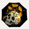 1pc Skull Flowers Auto Open/Close Leisure Umbrella, Portable Folding Umbrella for Travel, Themed Events, It is suitable as a gift for various festival