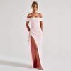 European and American Summer New Sexy Tube Top One-word Shoulder High Split Backless Long Dress Women's Evening Dress Long Dress