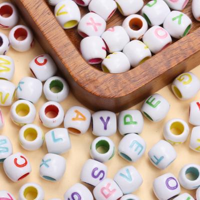 Home Partyzubehör DIY Schmuckherstellung Charms Für Armband Halskette Alphabet Perlen 40 Stück 8*9mm Buchstaben Großloch Zylinder Acryl Zubehör