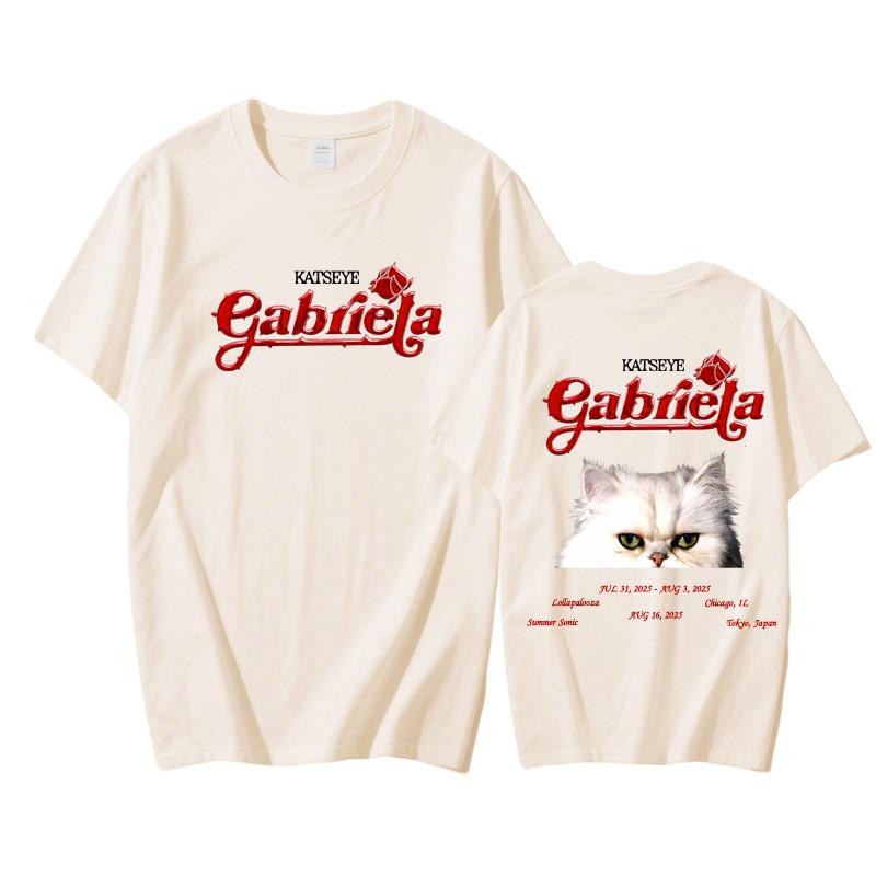 Katseye Gabriela 2025 NEW T-shirt Short Sleeve High Quality 100%Cotton Tshirts Hip Hop Printing T Shirt Gothic Streetwear