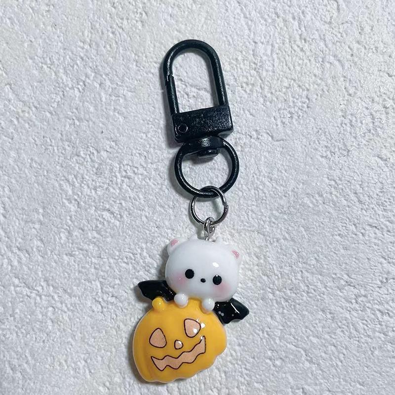 Cute Little Ghost Dark Demon Animals Resin Halloween Keychain For Women Keyring Bag Charm Pendant Car Key Accessories