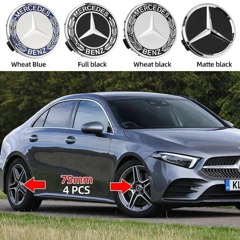BLZ3   4Pcs 75MM Car Wheel Hub Center Badge Cap Covers for Mercedes Benz AMG a C GLA GLC Universal Fit Wheel Center Caps A171400