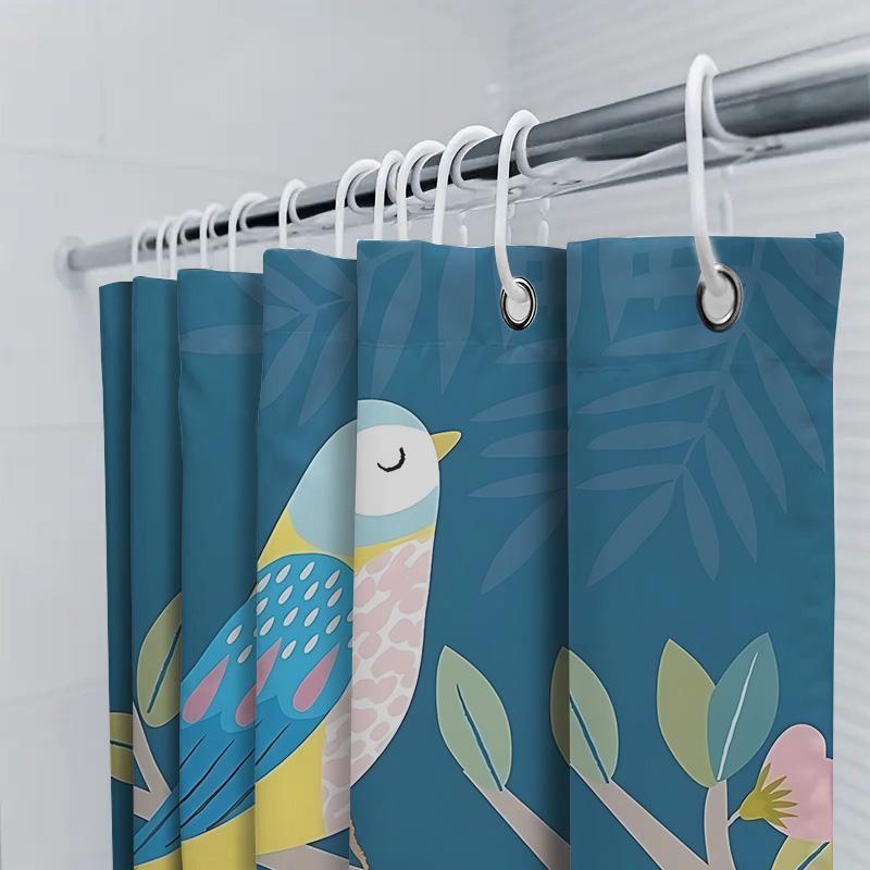 Elegant Bird and Flower Shower Curtain for Home Decor - Waterproof and Durable Fabric for Bathroom Non Transparent Non-Toxic