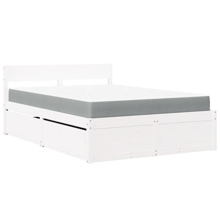 VidaXL Lit avec tiroirs et matelas blanc 120x200 cm bois massif de pin, meuble de chambre à coucher, lit en bois, lit avec 3281902