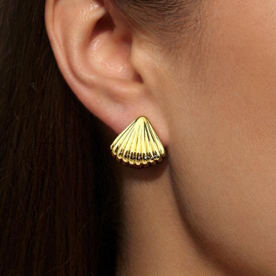 1 Pair Shell Earrings for Women, Chunky Vintage Ribbed Shell Shaped Earrings, Summer Beach Jewelry Gifts
