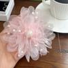 Fabric Lapel Pins Chiffon Feather Mesh Beads Pin Retro Large Flower Brooches