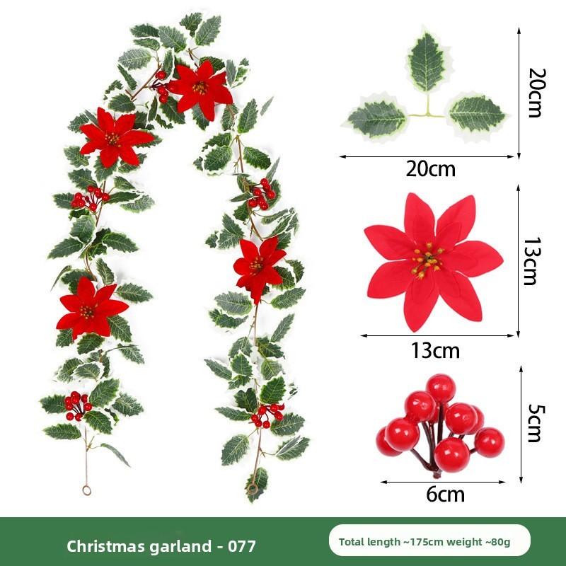 Christmas Simulation Red Fruit Vine With Artificial Pine Needles For Holiday Home Decor