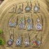Bohemian Fashion Earrings Alloy Oil Drop Vintage Geometric Round Turquoise Inlaid Exquisite Dot Zircon Ear Zircon Wholesale