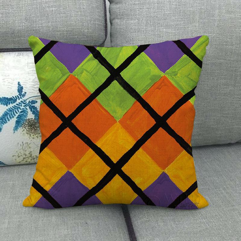 Nordic Geometric Pattern Digital Printing Short Plush Pillow Covers Decorative For Car Sofa Office Cushion Cover Home Goods