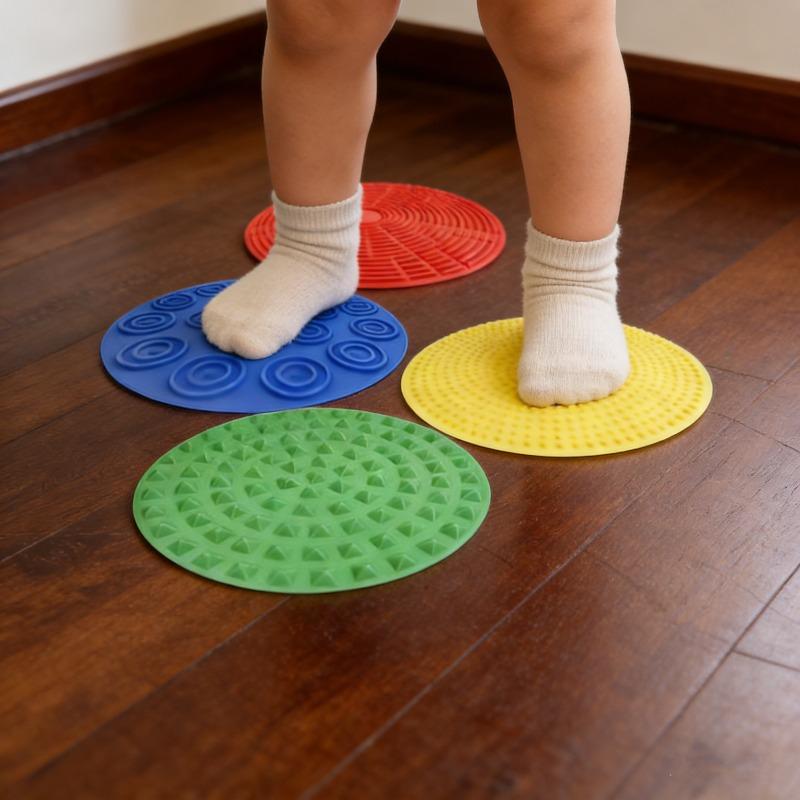 4 Stück Silikon sensorische texturierte Balance-Pads für Kinder sensorisches Trainingsspielzeug