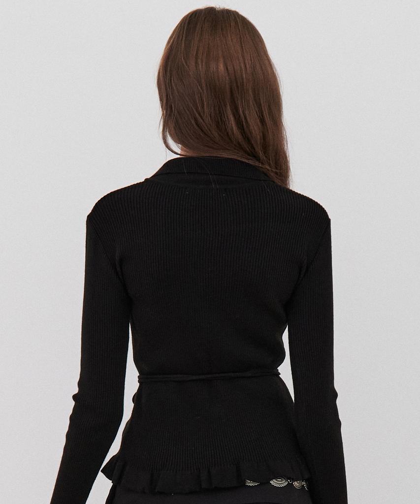 ITOV SEOUL Flare Belted Cardigan Black