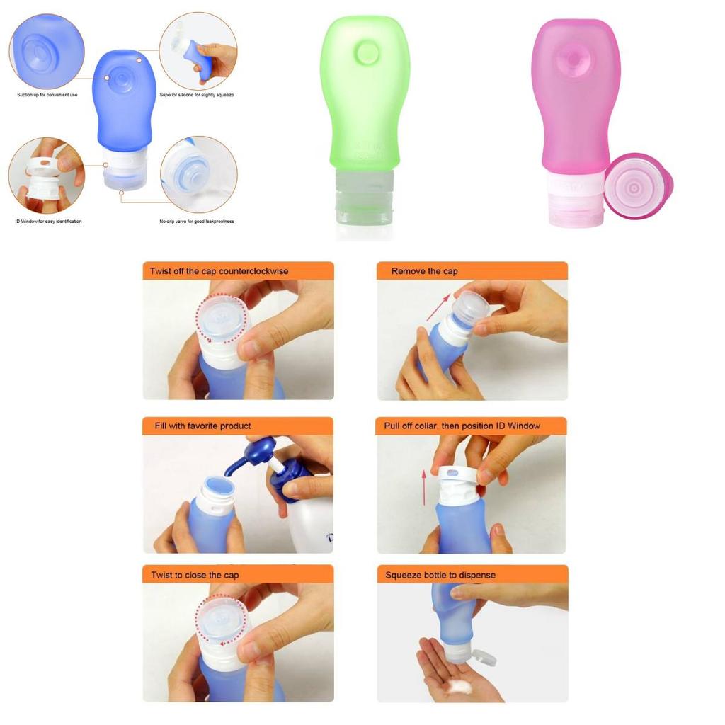 Silicone Travel Bottles Set With Flip Cap For Shampoo And Lotion Storage