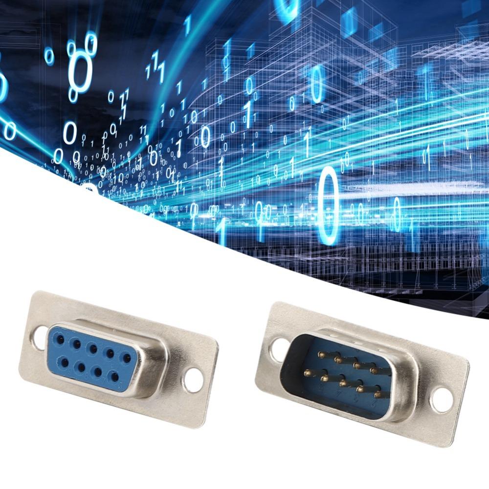40 PCS DB9 Male and Female RS232 Connector 9-Pin Blue D-Sub Adapter Solder Type Monitor Plug Socket Mechanical Equipment
